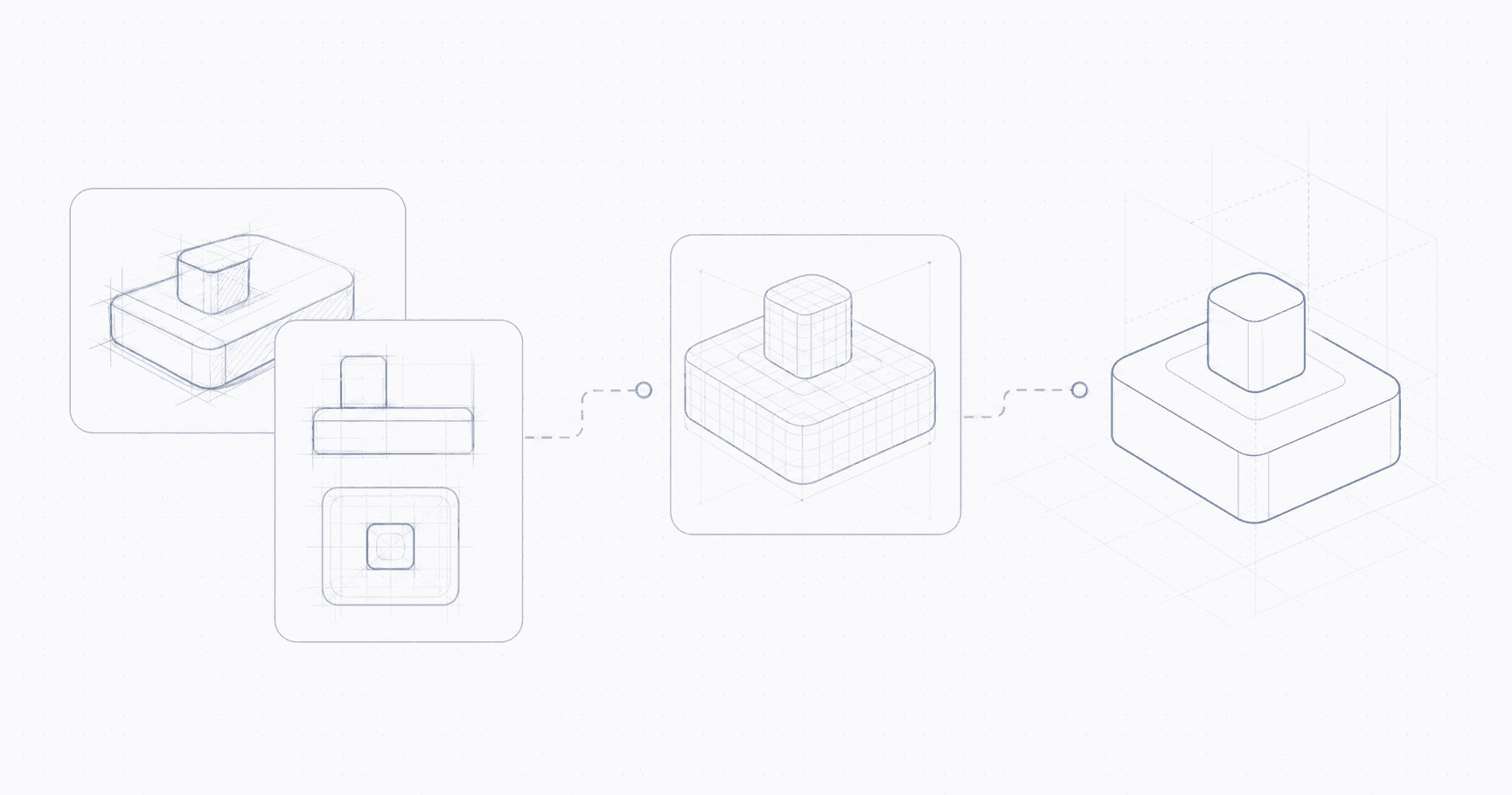 A product sketch connected to code and simulation blocks